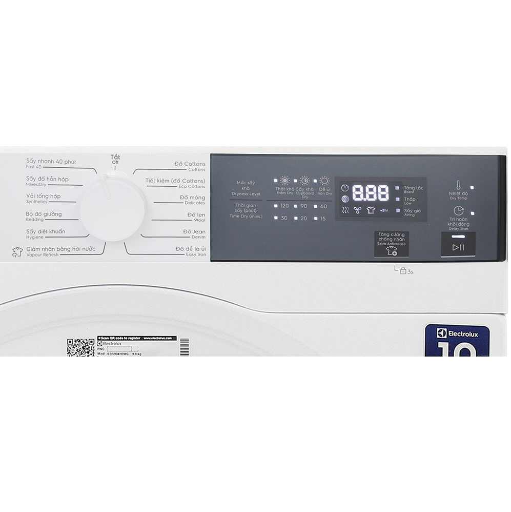 Máy sấy thông hơi Electrolux 9kg EDS904H3WC